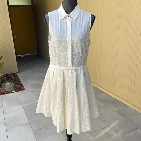 Band Of Outsiders Eyelet Sleevelss Dress Size Large - Picture 1 of 9